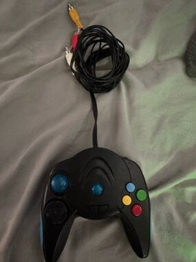 Wired Black Gamepad Controller with Multicolor Action Buttons